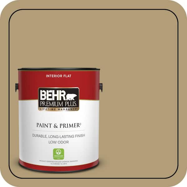 BEHR PREMIUM PLUS 1 gal. #S320-5 Ginger Tea Flat Low Odor Interior Paint & Primer