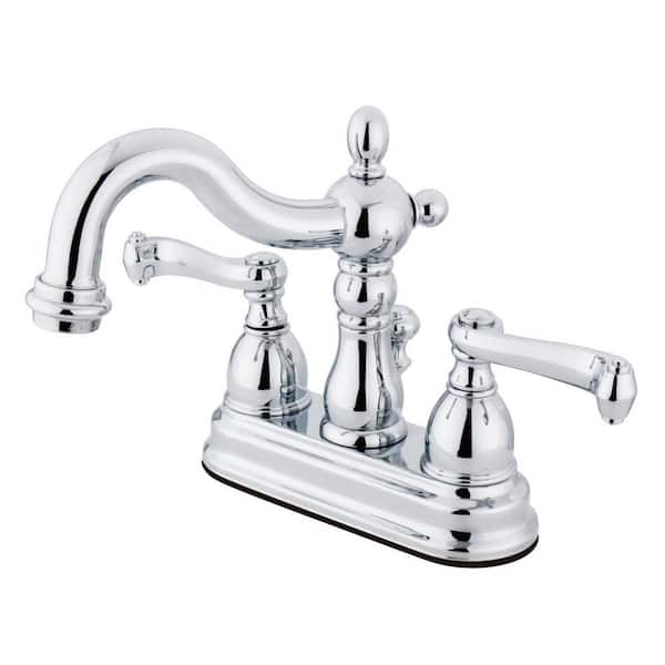 Kingston Brass Heritage 4 in. Centerset 2-Handle Bathroom Faucet with Plastic Pop-Up in Polished Chrome