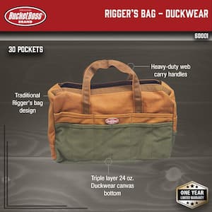17 in. Rigger's Tool Storage Canvas Tool Bag with 30 Pockets
