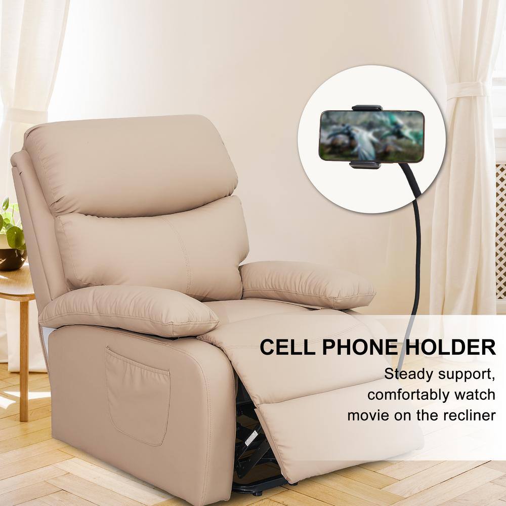 Pinksvdas 31 in. Beige Elegance Catscratch Leather Lift Chair Recliner