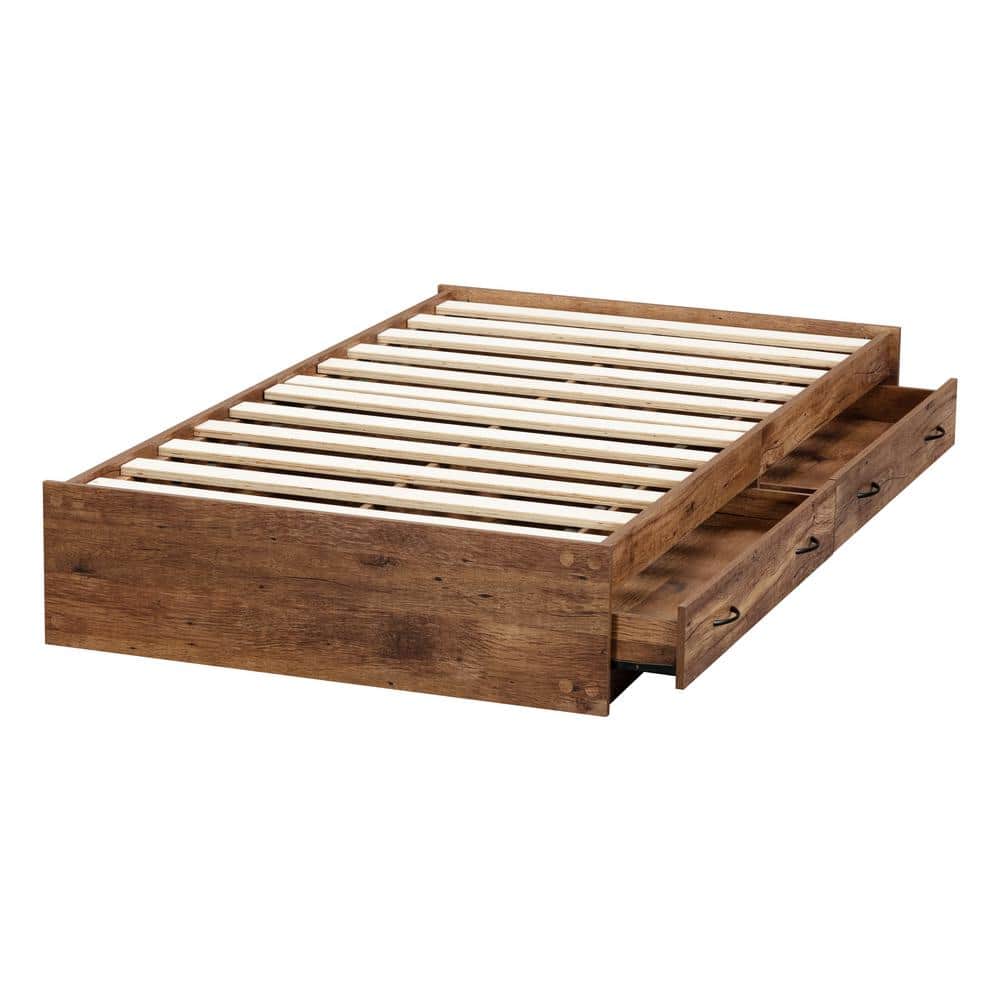 Twin Mountain Oak Platform Bed with 2 Storage Drawers