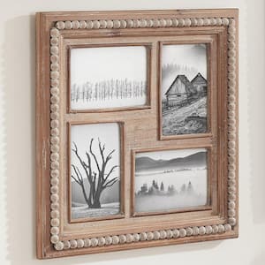 4" x 6" Natural Beaded Wood 4-Opening Picture Frame