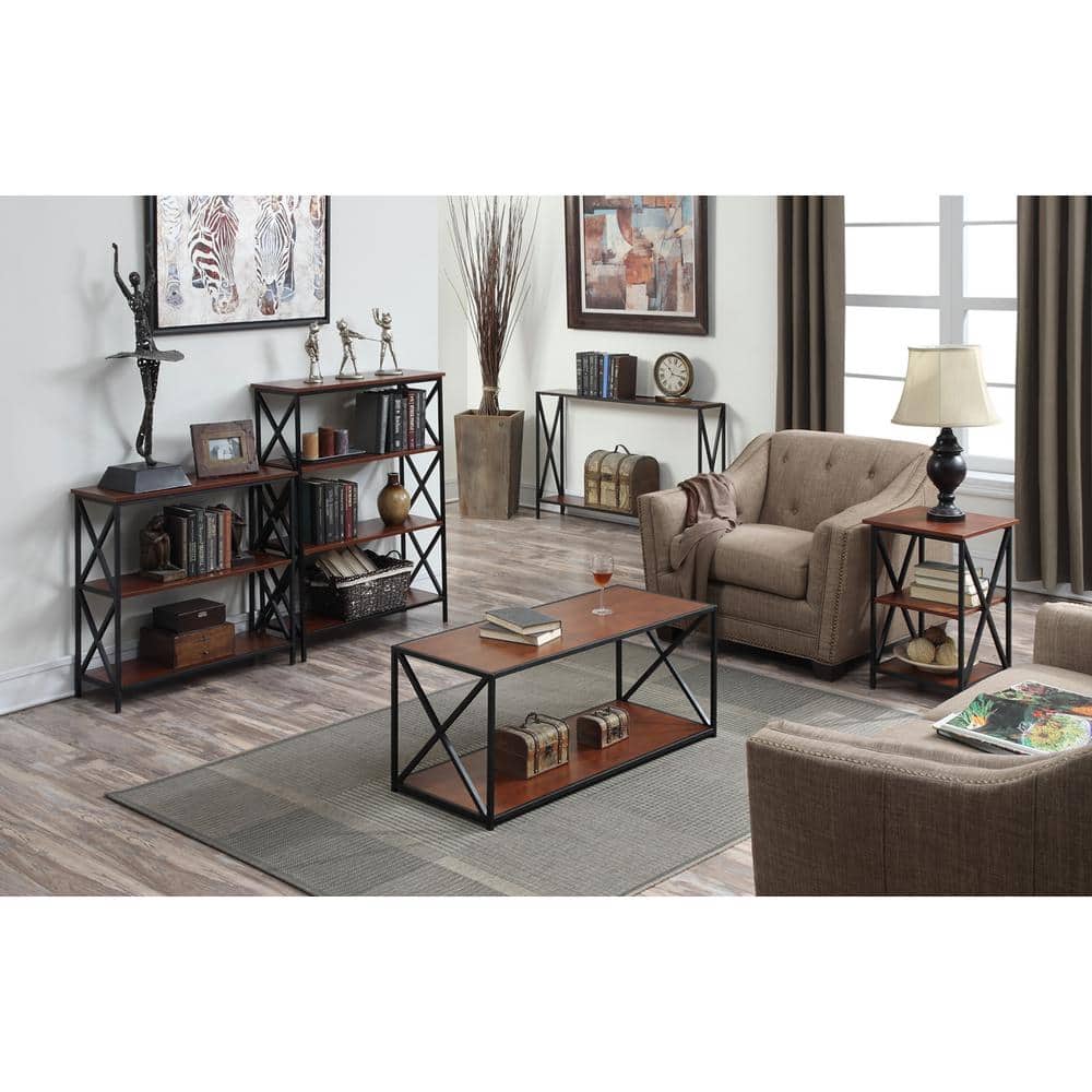 Contemporary Tucson 16'' Black & Cherry 3-Tier End Table