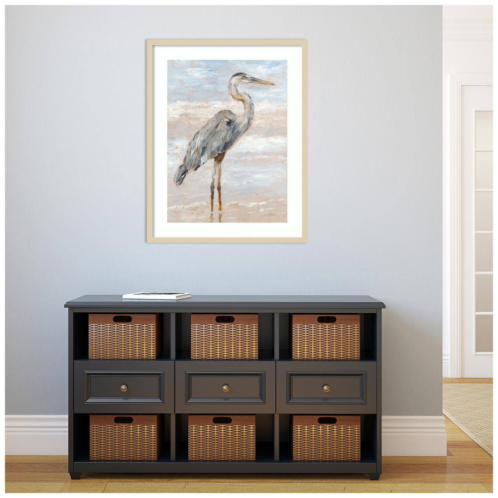 Beach Heron I Svelte Natural Framed Giclee Print