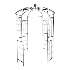 114 in. x 81 in. Black Metal Garden Arch Arbor Outdoor Arbors Birdcage ...