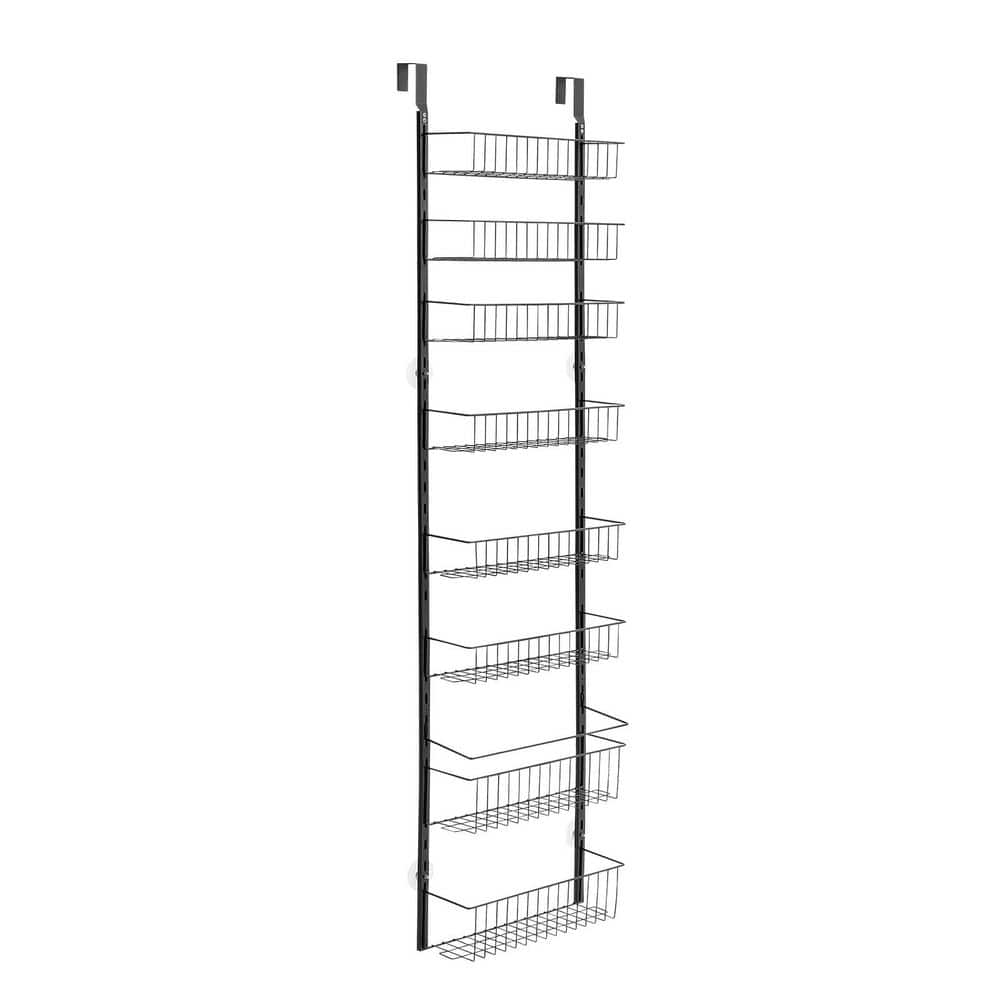 Black Carbon Steel 9-Tier Over the Door Pantry Organizer Adjustable Hanging Storage Rack