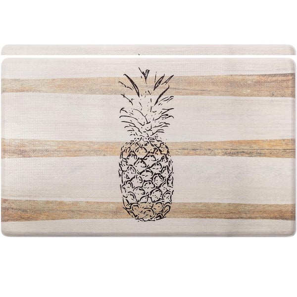 Home Dynamix Cozy Living Pineapple Beige 17.5 in. x 30 in. Anti Fatigue Kitchen Mat