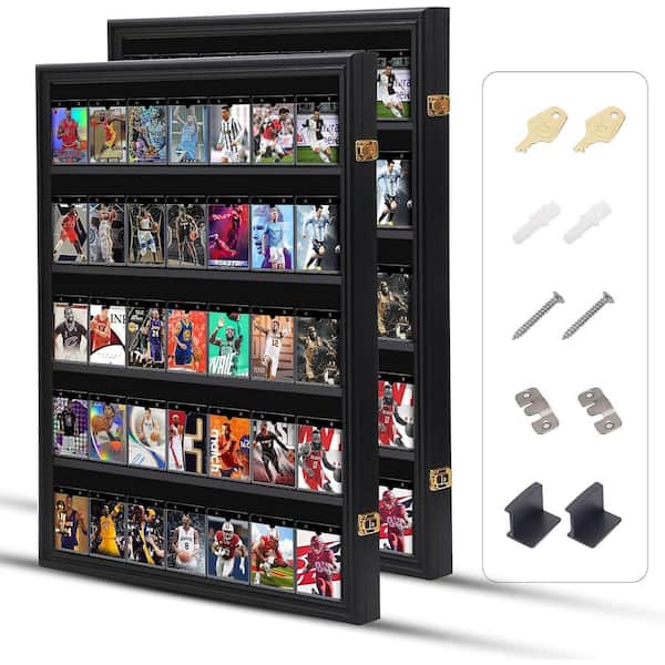 Unbranded Black 24 in. x 31 in. Sports Card Display Frame Case, Baseball Card Display Case, Graded Cards Display (2-P Vertical)