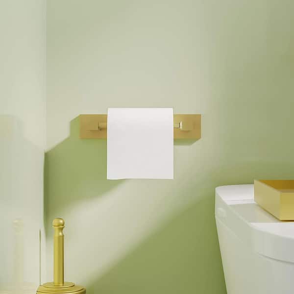 Wall-Mount Double Post Toilet Paper Holder Pivoting Square Tissue Holders Roll Holder Hangers Stand In Brushed Gold