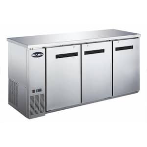 72 in. W 19.6 cu. ft. Commercial Solid Door Under Back Bar Cooler Refrigerator in Stainless Steel