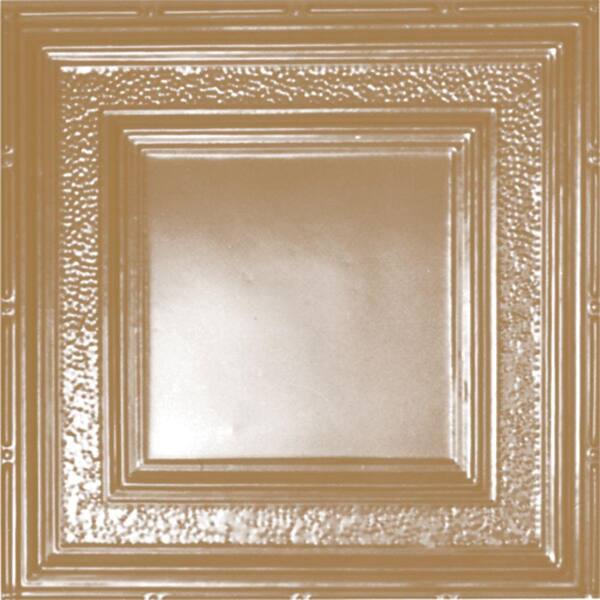 Shanko 2 ft. x 2 ft. Clip Up Tin Ceiling Tile in Satin Brass (24 sq. ft./case)
