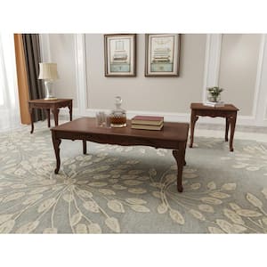 Marcelina 48 in. Espresso Rectangle Wood Coffee Table Set with Particular Carve 3-Piece