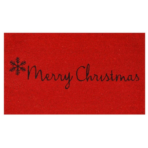 Red Merry Christmas 17 in. x 29 in. Coir Door Mat