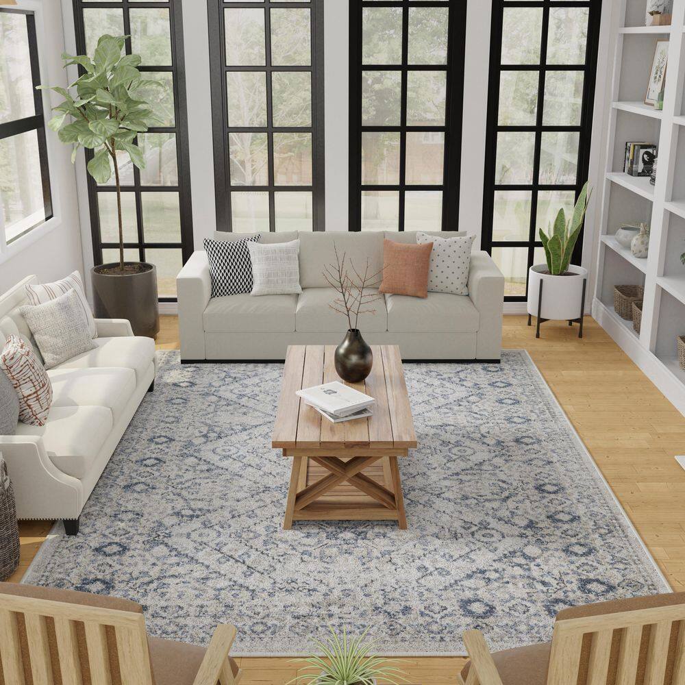 Kehleigh 9' x 12' Blue Synthetic Oriental Area Rug