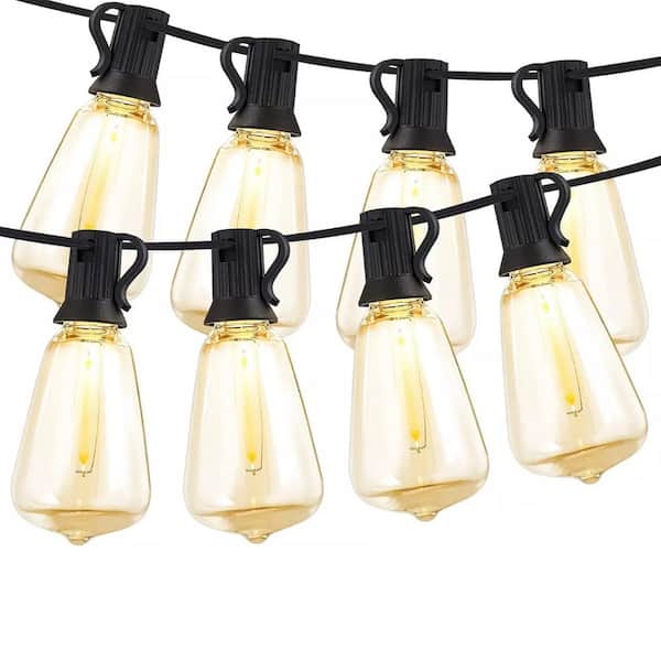 25-Light 50 ft. Outdoor Plug-In Integrated LED Fairy String-Light, Shatterproof ST38 LED Bulbs (2-Pack)