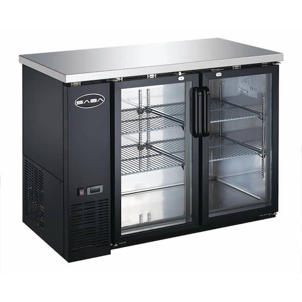 SABA 48 in. W 11.8 cu. ft. Commercial Under Back Bar Cooler Refrigerator with Glass Doors in Stainless Steel with Black