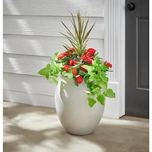 15 in. Brentwood Large Off-White Smooth Concrete Resin Composite Planter (15 in. D x 16.9 in. H)