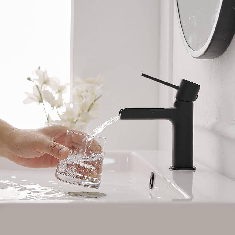 Matte Black Single Handle Waterfall Bathroom Faucet
