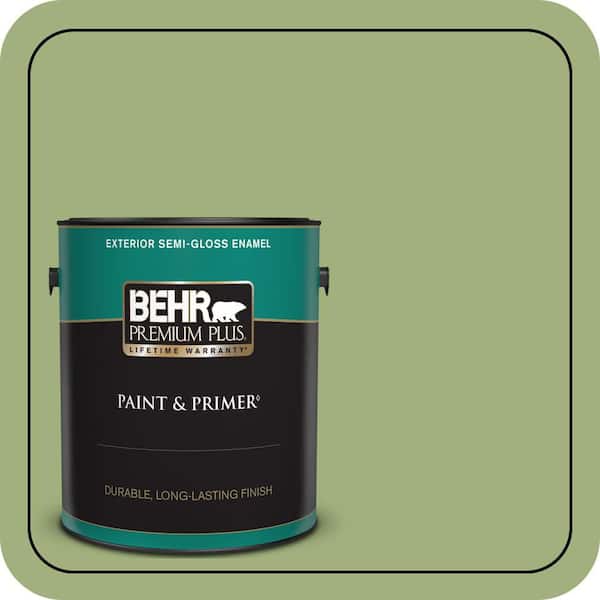 BEHR PREMIUM PLUS 1 gal. #M360-5 Fresh Guacamole Semi-Gloss Enamel Exterior Paint & Primer