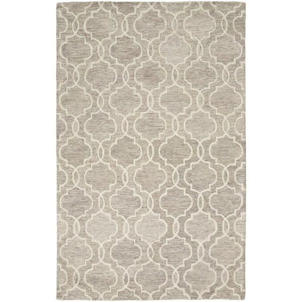 12 ft. x 15 ft. Brown and Blue Wool Floral Hand Tufted Area Rug