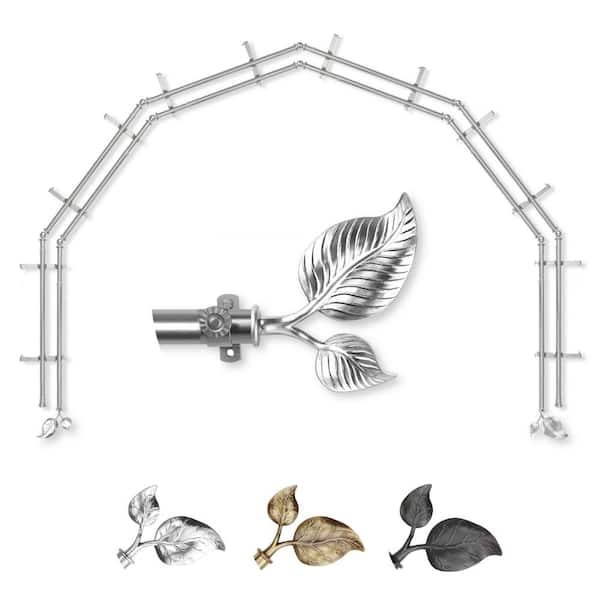 EMOH 13/16" Dia Adjustable 6-Sided Double Bay Window Curtain Rod 28 to 48" (each side) with Botany Finials in Satin Nickel