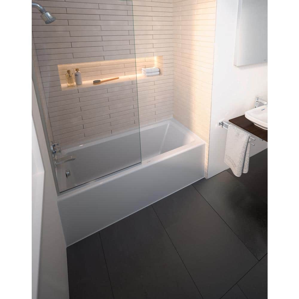 Duravit 66" White Acrylic Alcove Soaking Bathtub