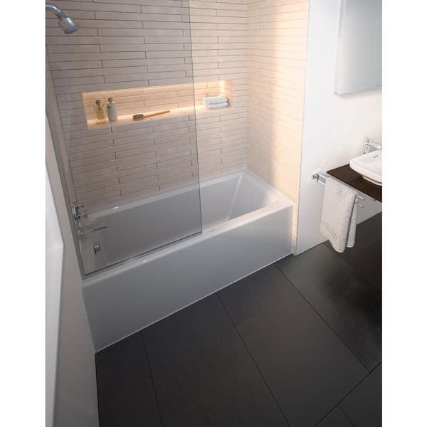 Architec 66 in. Acrylic Left Drain Rectangular Alcove Bathtub in White