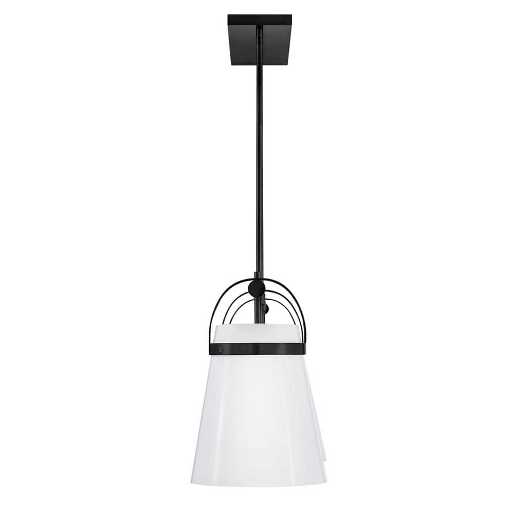 Tori Black 3-Light Linear Chandelier with Opal Glass Shades