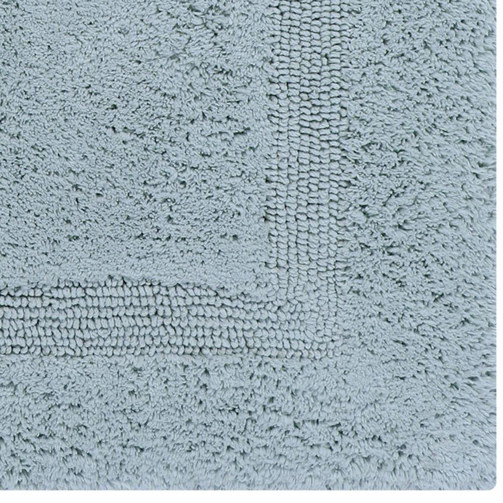 Lux Collection Blue Cotton Reversible Bath Rug 21" x 34"