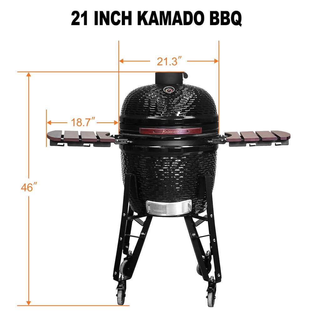 Kalamera 18'' Red Ceramic Kamado Charcoal Grill with Folding Shelves