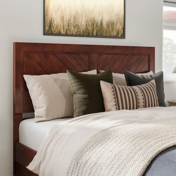 Canyon Cabin Cottage Walnut Brown Solid Wood Frame Queen Size Headboard with Attachable Device Charger