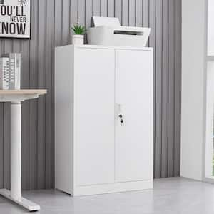 25.6" W x 13.8" D x 42" H Ready-to-Assemble Folding Filing Cabinet in White with 2 Shelves and 2 Doors