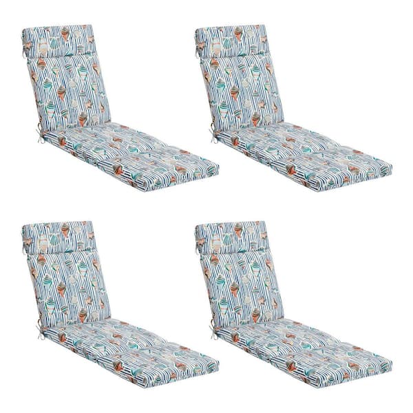 Brentwood Originals 43 in. W x 21.5 in. D Outdoor Universal Chaise Lounge Cushion in Crayon Shells (Set of 4)