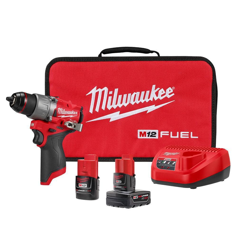 Milwaukee M12 FUEL 12V Lithium-Ion Brushless Cordless 1/2 in. Drill Driver Kit with 4.0Ah and 2.0Ah Battery and Soft Case 3403-22 - The Home Depot