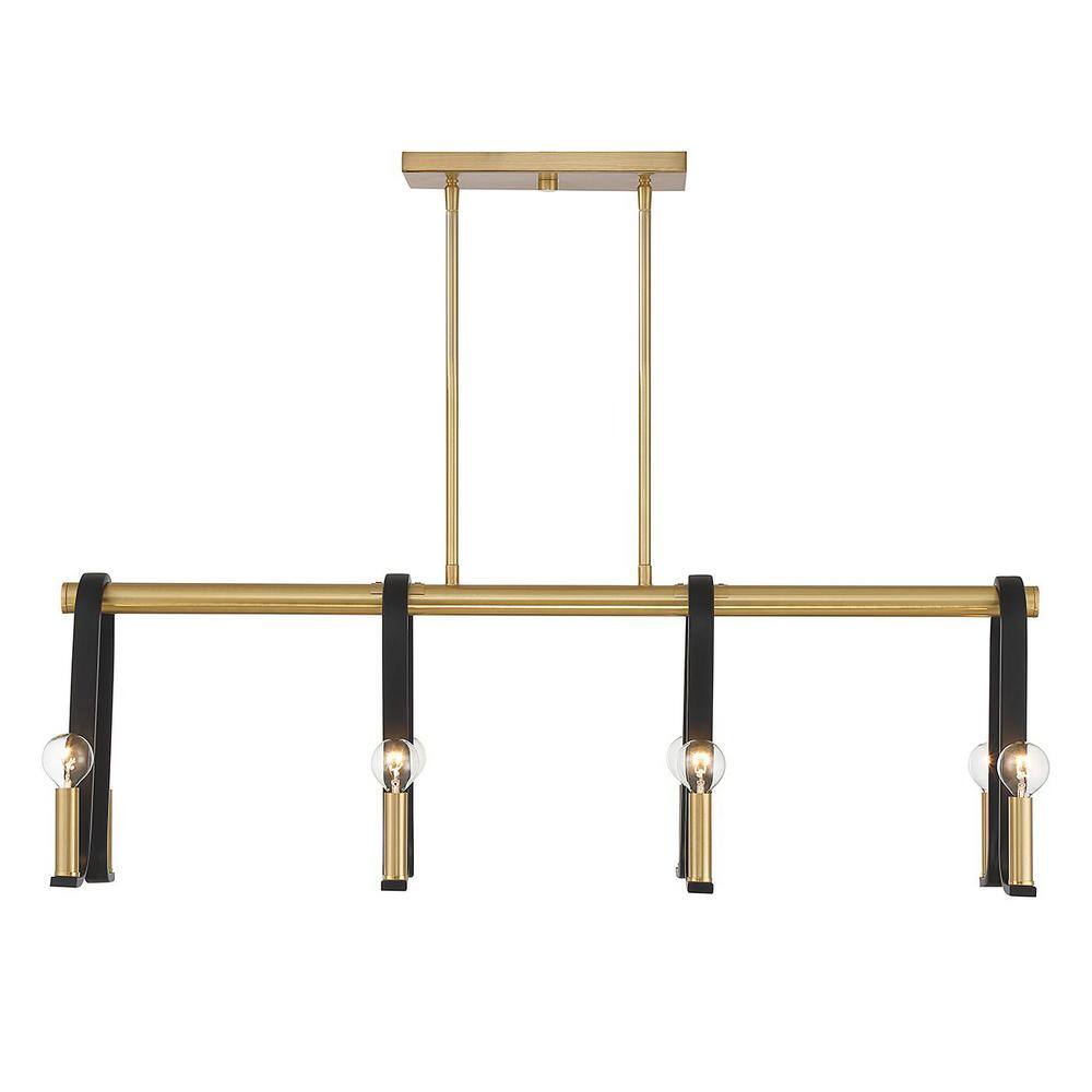 Matte Black and Warm Brass 8-Light Candle Chandelier