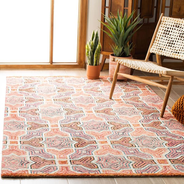 Aspen Pink/Orange 5 ft. x 8 ft. Geometric Area Rug