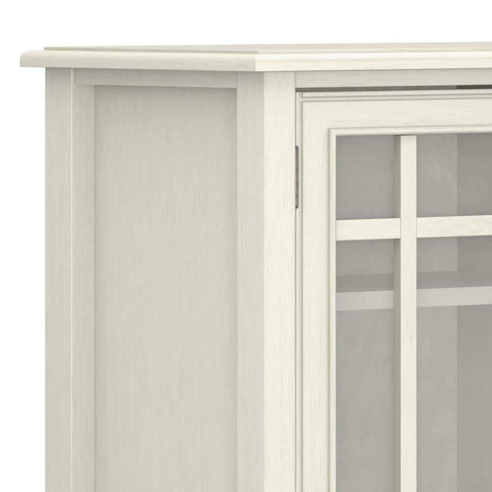 Antique White Solid Pine Tall Storage Cabinet with Adjustable Shelves