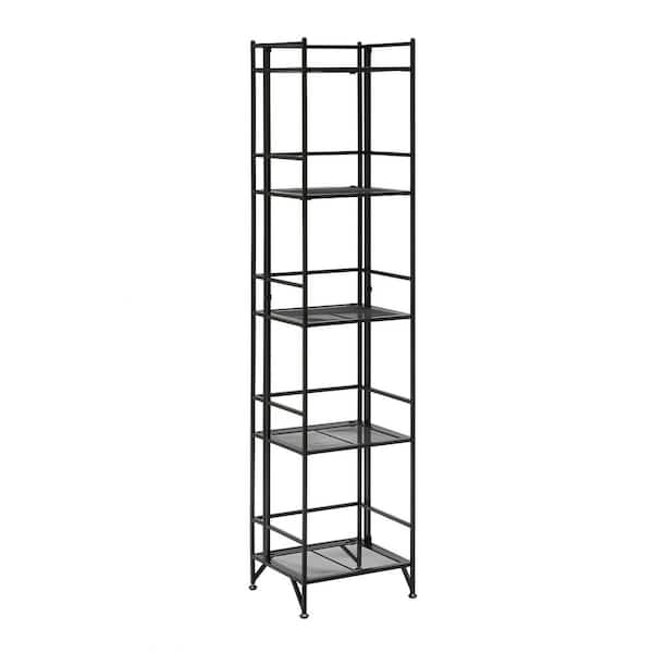 Xtra Storage 5 Tier Metal Folding Mesh Black Shelving Unit (57.5 in. H x 13 in. W x 11.25 in. D)