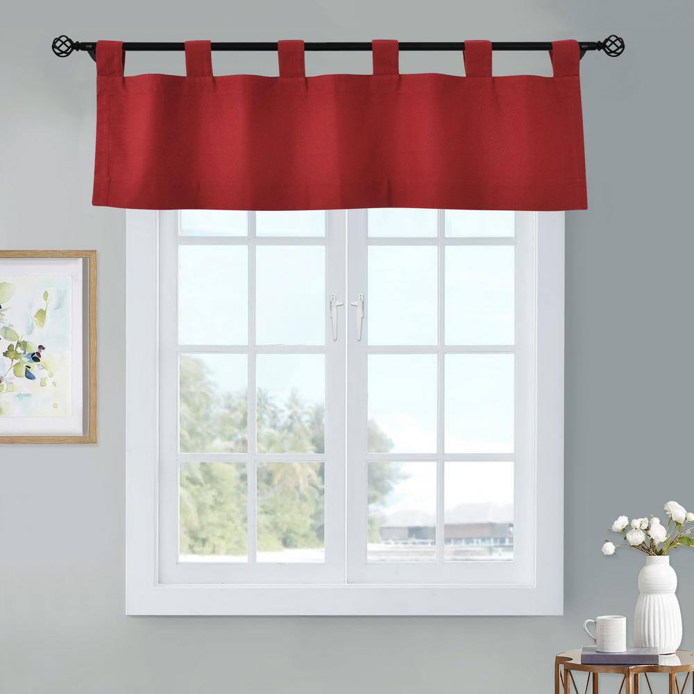 Burgundy Cotton Tab Top Insulated Valance - 40"x15"