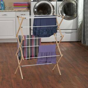 29.5 in. x 42.5 in. Natural/White Drying Garment Rack