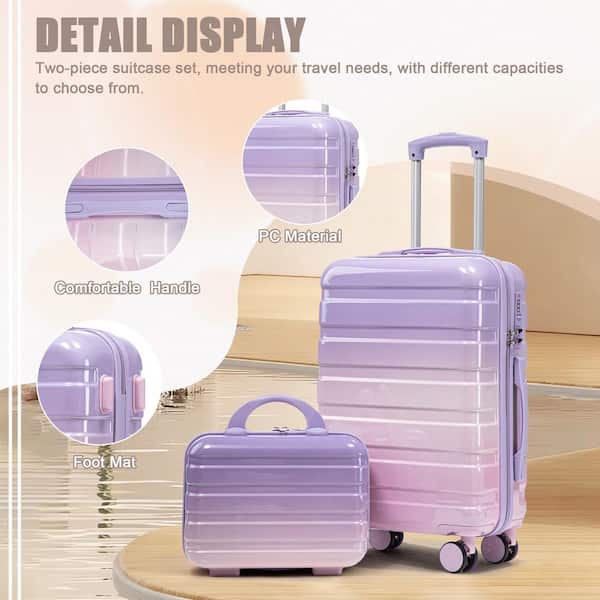 Tatahance 2-Piece Pink Purple Gradient Color PC Hardside Spinner