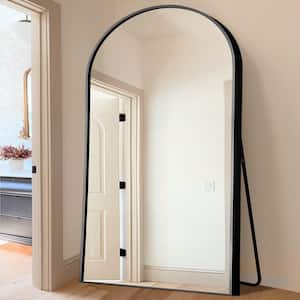 38 in. W x 71 in. H Arched Black Framed Full Length Mirror Aluminum Alloy Floor Mirror