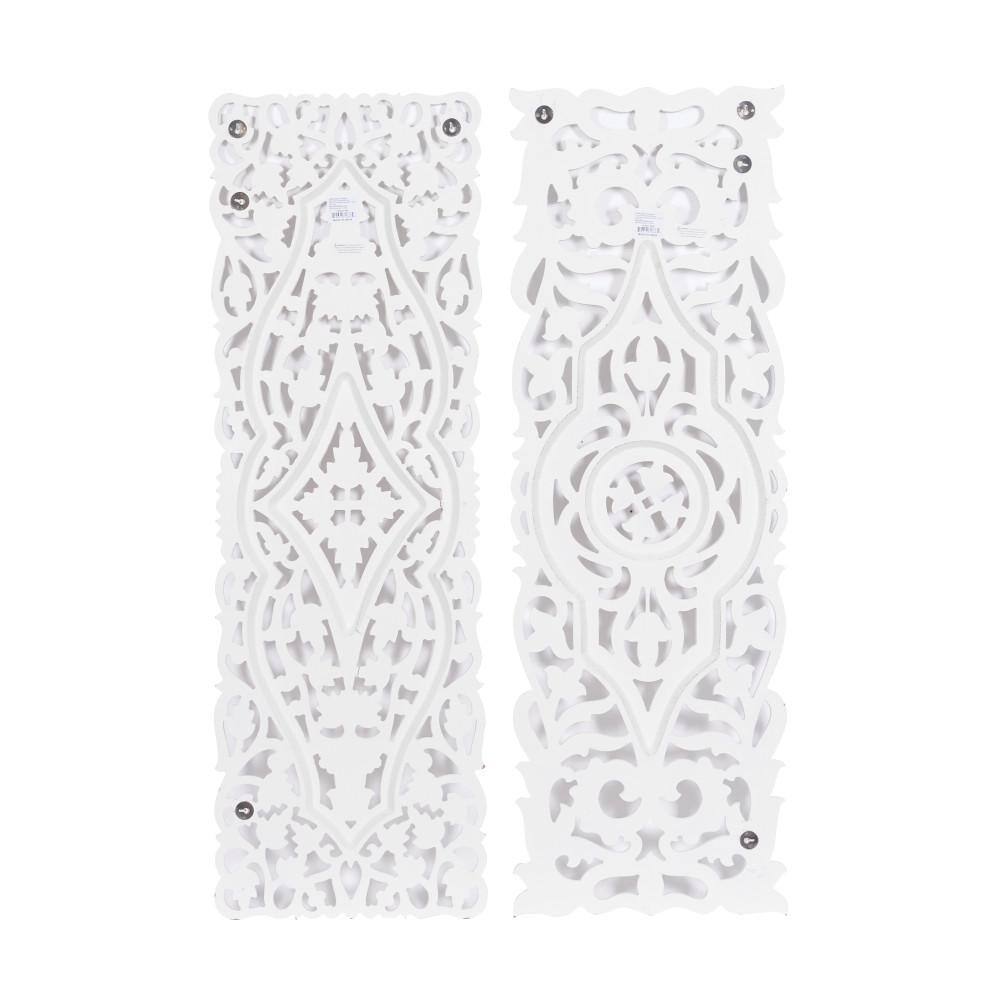 White Mango Wood Carved Botanical Wall Decor Set