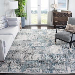 Shivan Gray/Blue 7 ft. x 7 ft. Abstract Square Area Rug