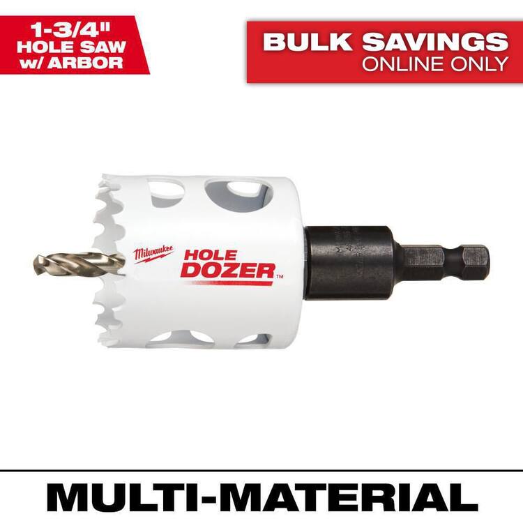 Milwaukee 1-3/4 in. Hole Dozer Bi-Metal Hole Saw with 3/8 in. Arbor & Pilot Bit