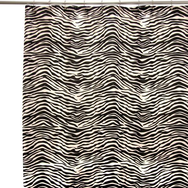 Famous Home Fashions Zebra Black Shower Curtain