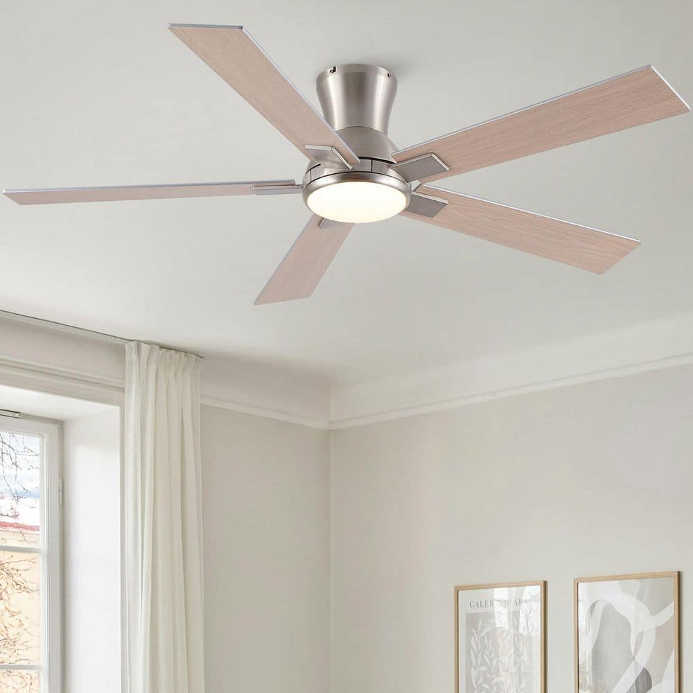 Cirrus 52 in. Brushed Nickel Flush Mount Standard Ceiling Fan with Light, Remote Control Included and Plywood Blades price history on PriceWatchPro