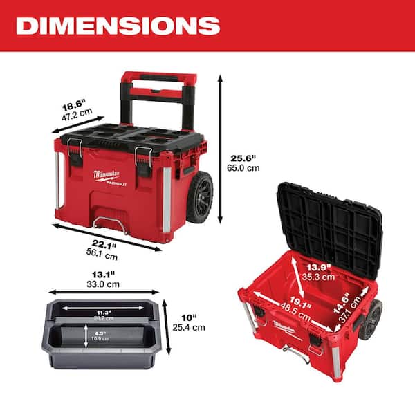 Milwaukee PACKOUT Rolling Tool Box with Tote and Organizers