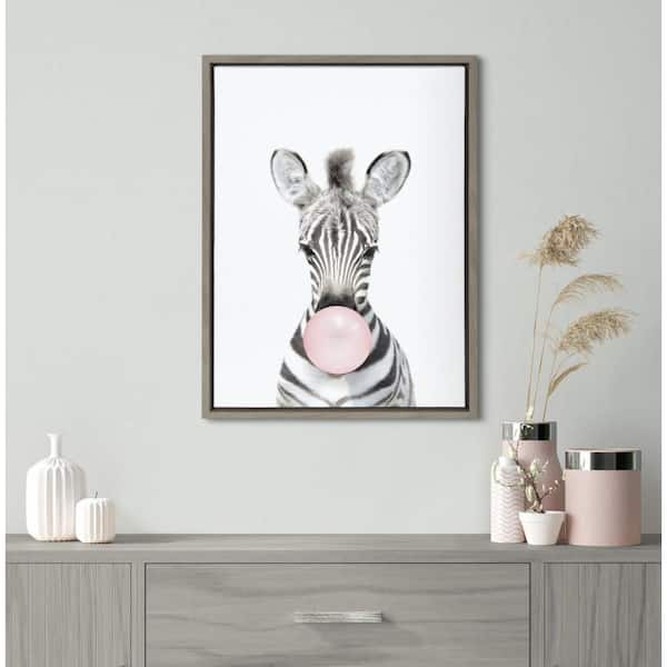 Kate and Laurel Bubble Gum Zebra by Amy Peterson Framed Animal