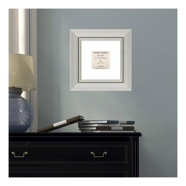 Amanti Art Romano 4 in. x 4 in White Matted Silver Picture Frame
